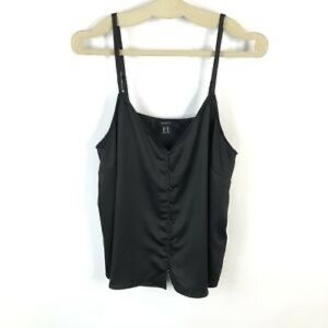 Black satin button up cami